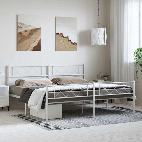  Metalni okvir kreveta uzglavlje i podnožje bijeli 193x203 cm Cene