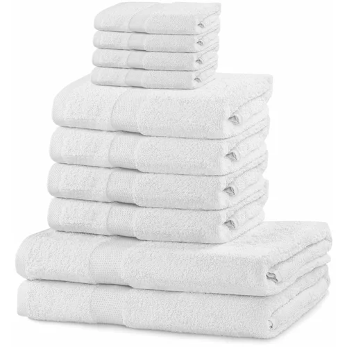 DecoKing Set od 4 mala, 4 srednja i dva velika bijelih ručnika Marina White