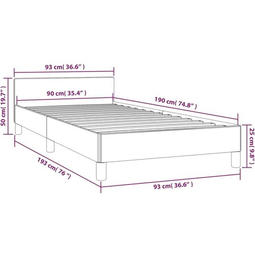 VidaXL okvir za krevet s uzglavljem tamnosivi 90x190 cm od tkanine Slike