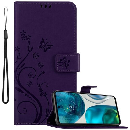 Cadorabo Motorola MOTO G52 4G/G82 5G temno modra - ovitek v cvetličnem dizajnu z magnetnim zapiranjem, stoječo funkcijo in režami za kartice, (20860425) Cene