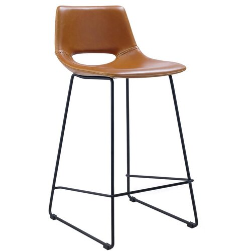 Kave Home Konjak smeđe barske stolice u setu 2 kom od umjetne kože (visine sjedala 65 cm) Zahara &amp;ndash; Slike