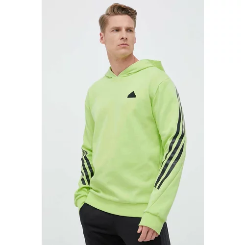 Adidas Pulover moška, zelena barva, s kapuco