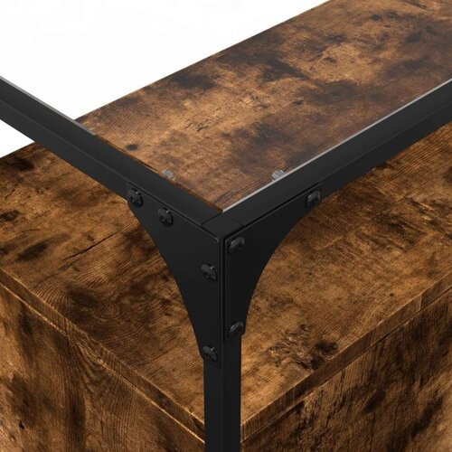 VidaXL Komoda s stekleno plo&amp;scaron;čo dim. hrast 98x35x81cm inženirski les Slike