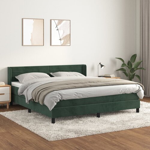  The Living Store Box spring postelja z vzmetnico temno zelena 180x200 cm žamet - Box Spring Postelja, (21444520) Slike