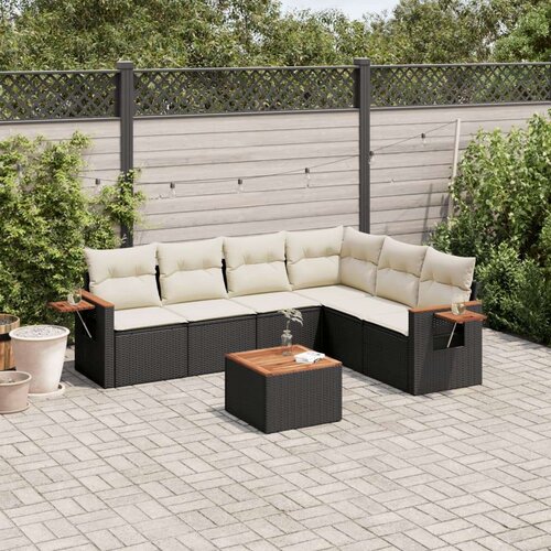  7-dijelni set vrtnih sofa od poliratana s jastucima crni Cijene