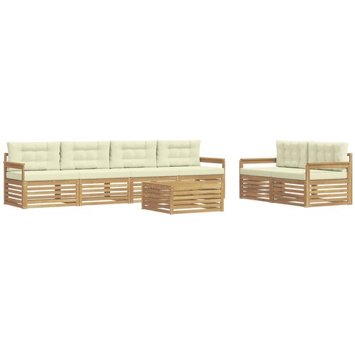 vidaXL Zunanja garnitura za sedenje 7 pcs Bela in krem Poliester, (5000282558) Cene
