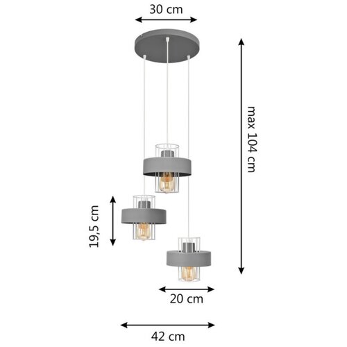  Visilica na sajli VOLTA 3xE27/15W/230V prečnik 42 cm siva Slike