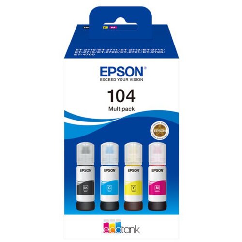 Epson EcoTank tintu 104 Multipack Crna, 4er-Pack, Žuta, Cijan, Magenta C13T00P640 Cijene