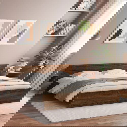 Furnova Posteljni okvir z vzglavjem rjavi hrast 160x200 cm, (21937761) Slike