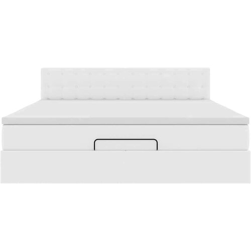 VidaXL Otomanski okvir kreveta s madraca bijela 180x200cm umjetna koža Slike