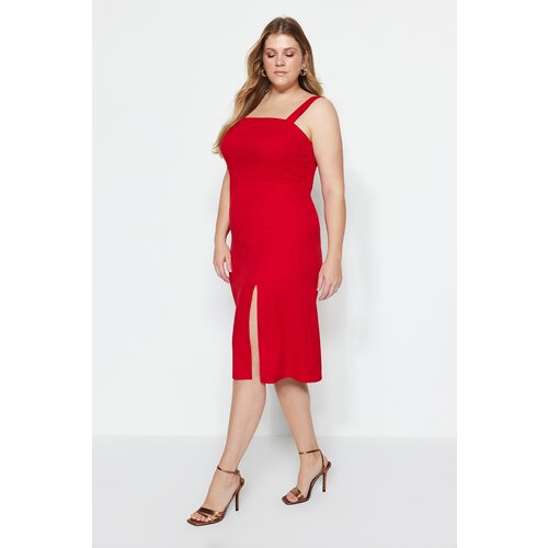Trendyol Curve Plus Size Dress - Red - Bodycon Slike