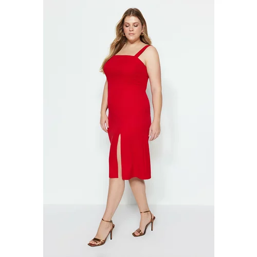Trendyol Curve Plus Size Dress - Red - Bodycon