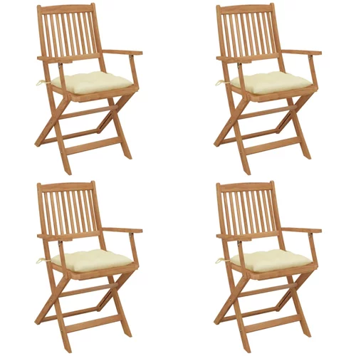  sklopive vrtne stolice s jastucima 4 kom od bagremovog drva