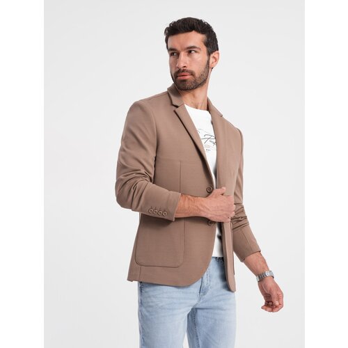 Ombre Men's jacket with patch pockets - dark beige Cene