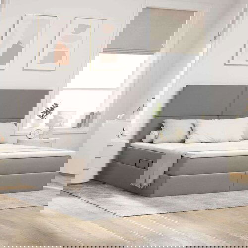  Krevet S LED lampica s pohranom Sivo-smeđa 180 x 200 cm tkanina Cijene