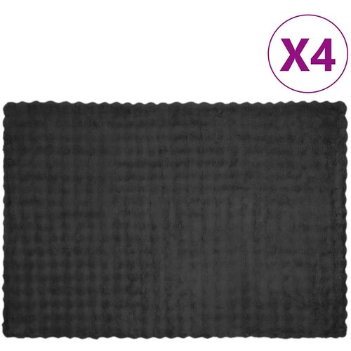 vidaXL Dežnik iz umetnega zajčjega krzna 4 pcs Temno siva 150 x 220 cm Cene