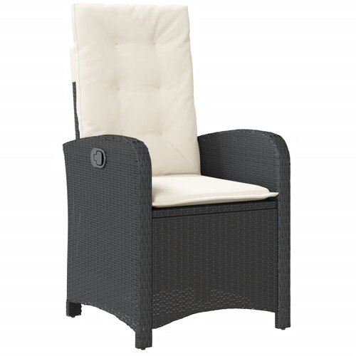  3-dijelni bistro set s jastucima crni od poliratana Slike