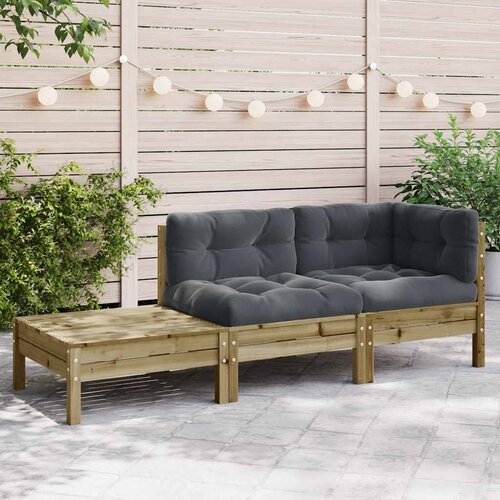  Vrtna sofa s jastucima i tabureom od impregnirane borovine Cene