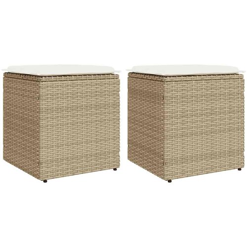  Vrtni tabure s jastucima 2 kom bež 40x40x43 cm poliratan Cijene