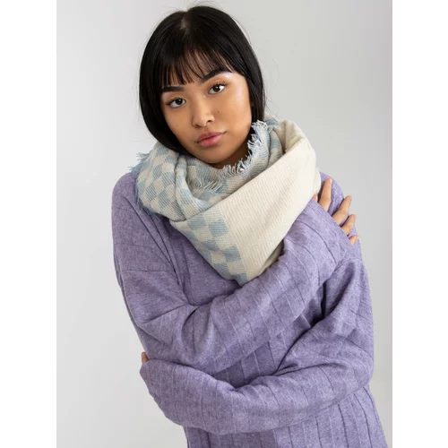 Fashion Hunters Ecru-blue women's checkered winter scarf