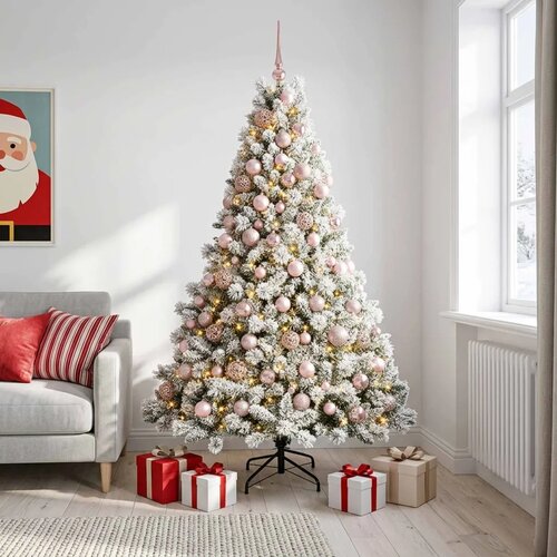  Umjetno božićno drvce s kuglicama 240 cm 300 LED lampica - Zelena i bijela 240 cm s LED-ima i ružičastim lopticama Cijene