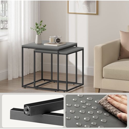  Set stolića u industrijskom stilu - beton / crne noge Slike