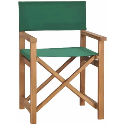 vidaXL Redateljska stolica od masivne tikovine zelena
