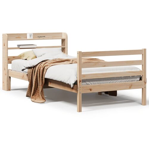vidaXL Posteljni okvir z vzglavjem 90x200 cm trdna borovina Cene
