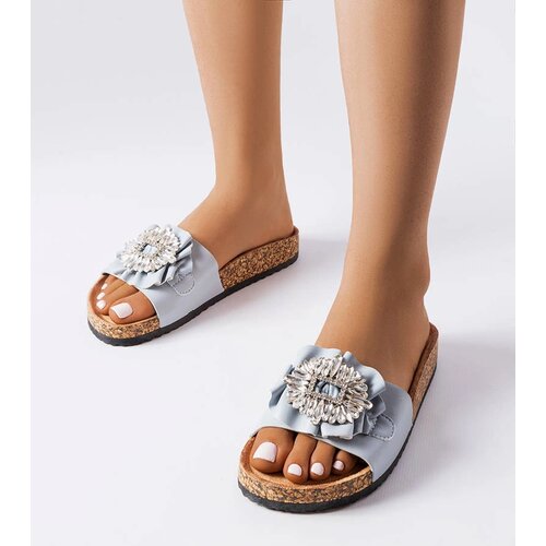 Gemre Blue flip-flops on cork sole Roy Slike