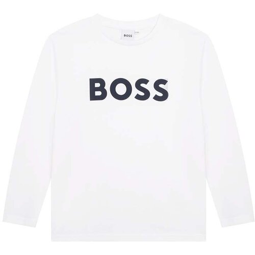 Boss Otro&amp;scaron;ka bombažna majica z dolgimi rokavi bela barva Slike