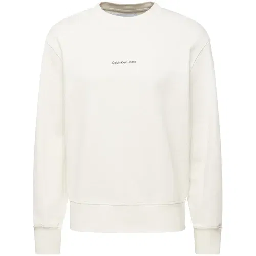 Calvin Klein Jeans Sweater majica 'CITY GRID MAP' tamo siva / crna / vuneno bijela