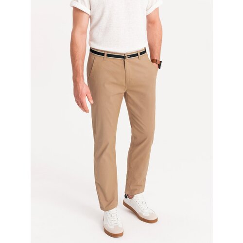 Ombre Men&amp;#039;s chino pants with decorative waistband - sand Slike