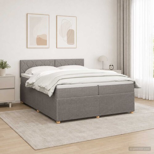  Boxspring krevet s madracem Sivosmeđa 200 x 200 cm Tkanina Slike