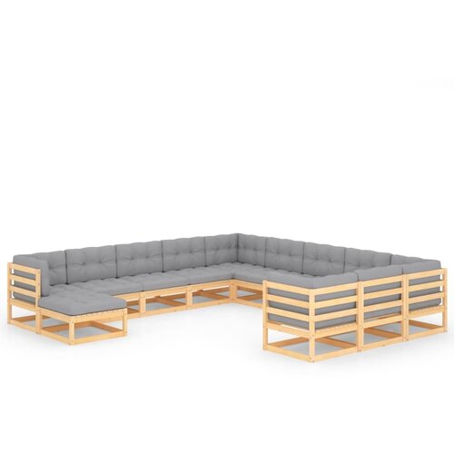 VidaXL Vrtna sedežna garnitura 12-delna z blazinami trdna borovina, (20703953) Slike