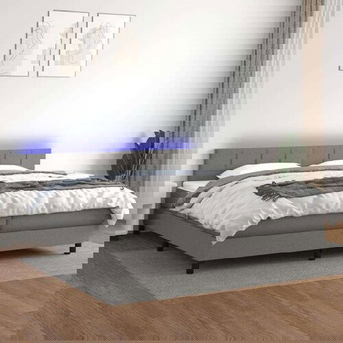  Box spring postelja z vzmetnico LED temno siva 200x200 cm blago, (20789237) Slike