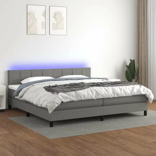  Box spring postelja z vzmetnico LED temno siva 200x200 cm blago, (20789237)