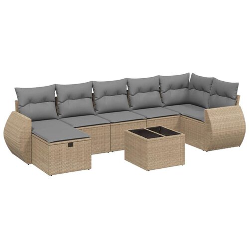 VidaXL 8-dijelni set vrtnih sofa s jastucima bež od poliratana Slike
