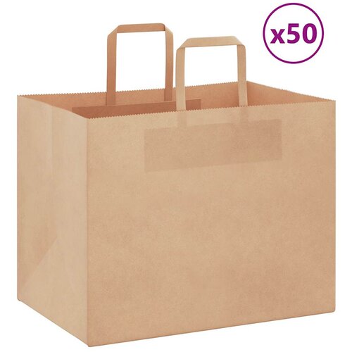 vidaXL Papirnate vrećice 50 kom s ručkama smeđe 32x22x24 cm Cijene
