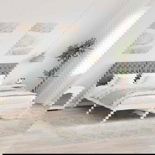 VidaXL Konstrukcija postelje z vzglavjem Svetlo siva 140 x 200 cm Slike