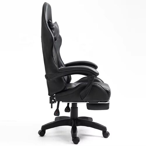 Lean Toys Igralni stol LEAN črna&amp;ndash; ergonomski gaming stol z naslonom za noge Slike