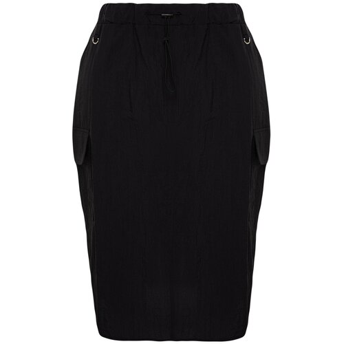 Trendyol Curve Black Parachute Midi Plus Size Skirt Slike