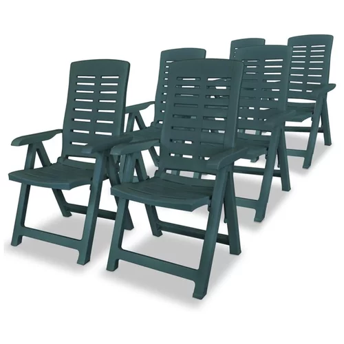  Nastavljivi vrtni stoli 6 kosov plastika zelene barve