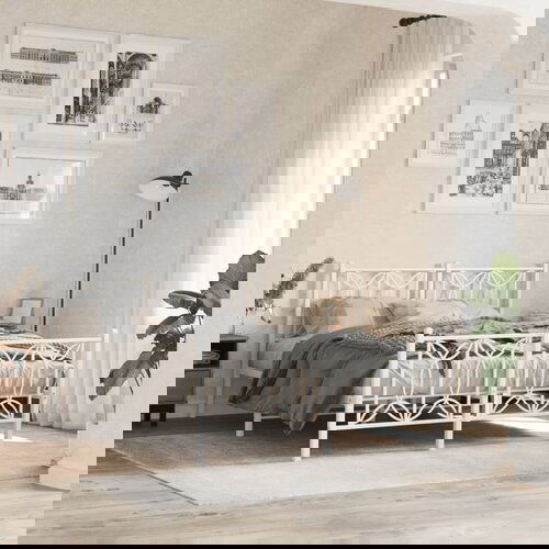  The Living Store Kovinski posteljni okvir z vzglavjem in vznožjem bel 135x190 cm - Posteljni Okvir, (21529000) Cene