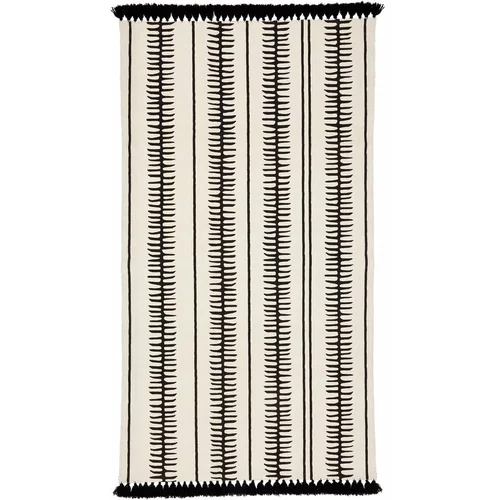 Westwing Collection bež-crni ručno tkani pamučni tepih Rita, 70 x 140 cm