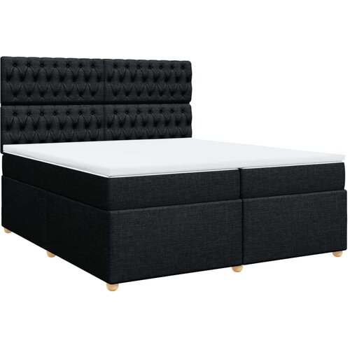 VidaXL Krevet s oprugama i madracem crni 200x200 cm od tkanine Slike