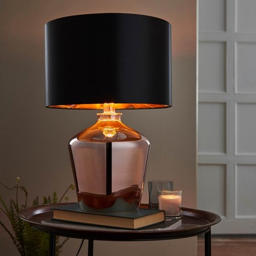 Endon 61149 - stona lampa waldorf 1xE27/10W/230V bakrena/crna Slike