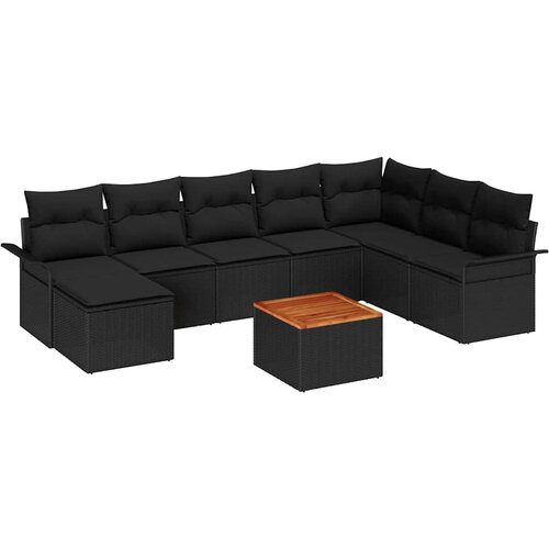  Sjedeća garnitura za vrt 9 kom. Crna poliratan 297.5 x 187.5 x 69 cm Slike