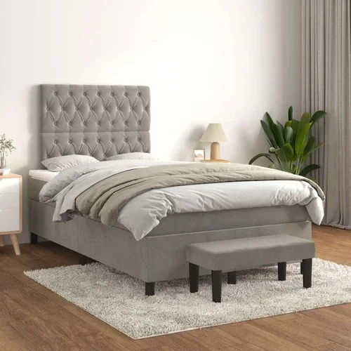 Box spring postelja z vzmetnico svetlo siva 120x200 cm žamet, (20790616)