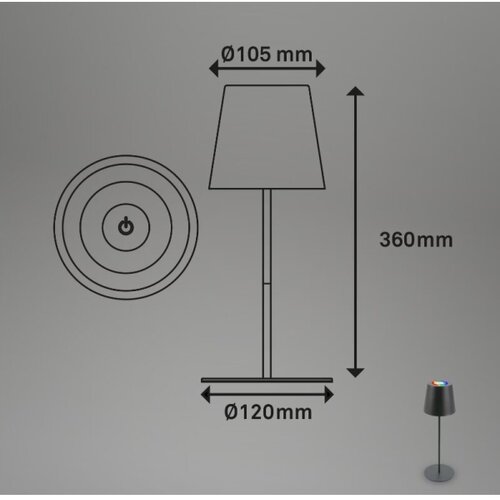 BRILONER 7507015 - LED RGBW prigu&amp;scaron;iva punjiva stona lampa LED/2,5W/5V IP44 antracit Slike