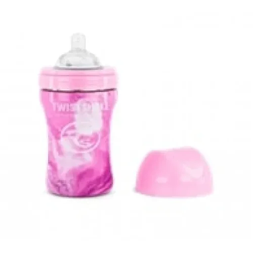 Twistshake TS flasica anti-colic stainless marble pink 330ml